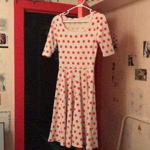 Lularoe White Polka Dot Flare Dress. XS